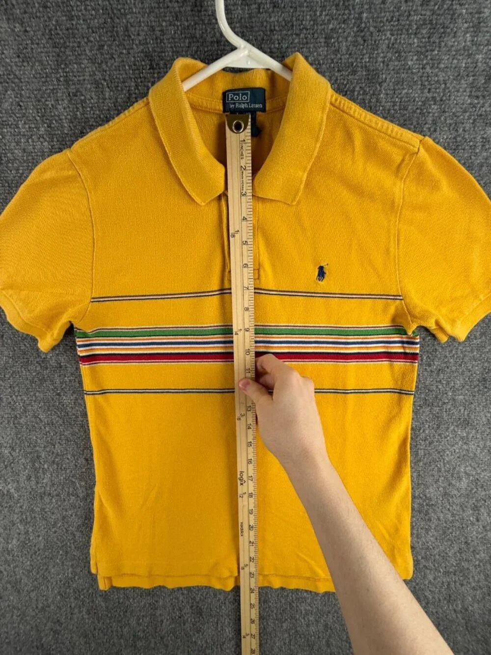 Polo Ralph Lauren Boys Polo Striped Yellow Green Blue Pony Logo Large 14/16